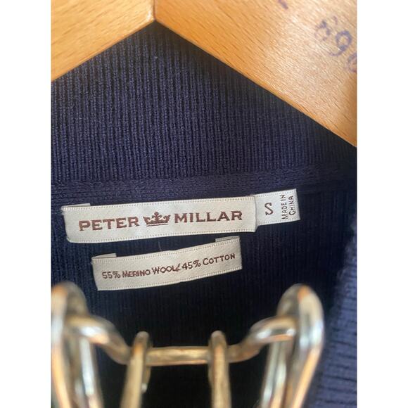 EUC Peter Millar Navy Wool Quilted Stretch Knit Combo Full Zip Jacket Sweater M - Picture 4 of 4